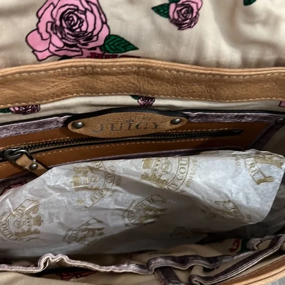 New Vintage Juicy Couture Beige Leather Satchel Bag NWT - Picture 10 of 13